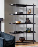 Pearson PRSN-001 74"H x 50"W x 18"D Bookcase PRSN001-745016  Top: Dark Brown, Black; Base: Black Surya