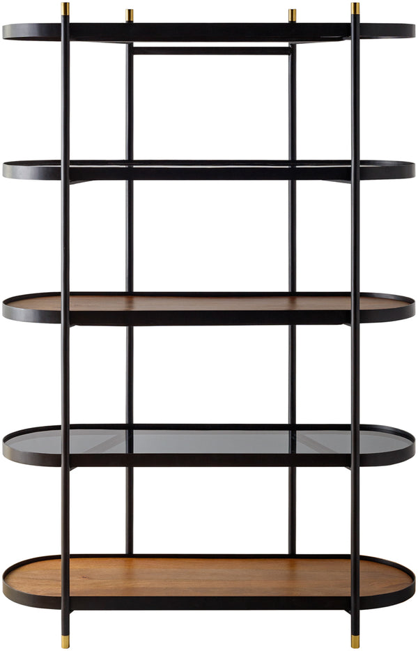 Pearson PRSN-001 74"H x 50"W x 18"D Bookcase PRSN001-745016  Top: Dark Brown, Black; Base: Black Surya