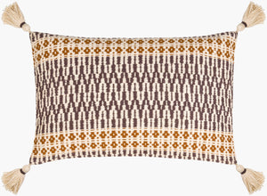 Surya Provo 14"X22" Bohemian Lumbar Pillow - Global Style In Durable Cotton, Easy Care & Chic Decor Accent Ivory Cotton,Cotton Prv001-1422d