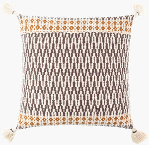 Surya Provo Bohemian Charm 18"L X 18"W Cotton Accent Pillow – Global Style For Cozy Living Spaces! Ivory Cotton,Cotton Prv001-2020d