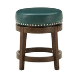 Homelegance By Top-Line Emerson Brown Finish Faux Leather 18" Swivel Dining Height Stool (Set of 2) Green Rubberwood