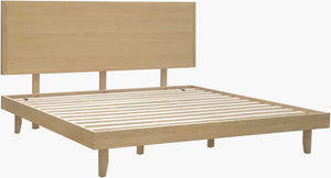 Surya Pryce Mid-century Modern Queen Platform Bed In Oak - Stylish, Low-profile Design For Timeless Elegance Top, Brown,Base, Brown Oak,Oak Pryc007-486387q