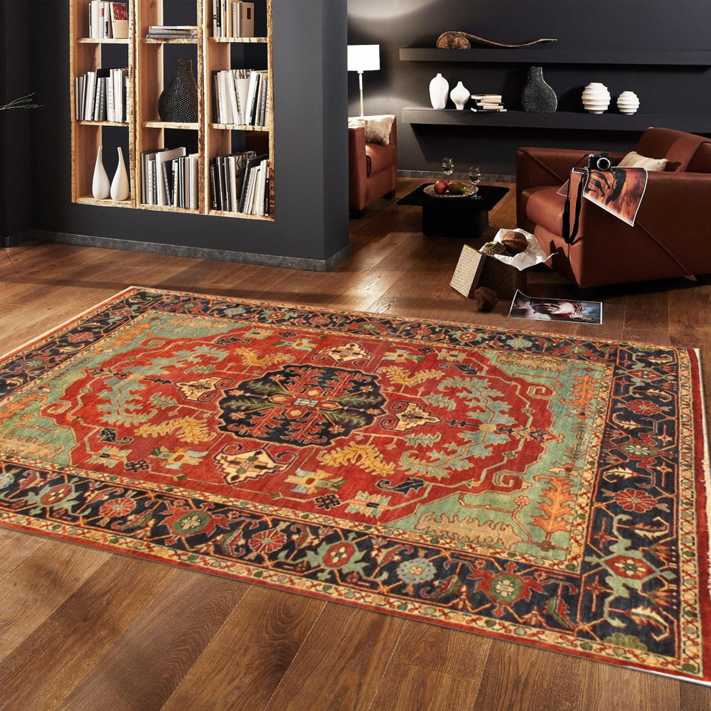 Pasargad Home Serapi Hand-Knotted Wool Area Rug – Luxurious Earth Tones for Timeless Elegance