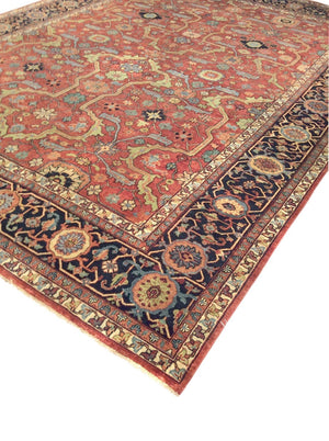 Pasargad Home Ferehan Collection Hand-knotted Rust Wool Area Rug - Elegant Floral Design For Any Space   Ps-36 12x12