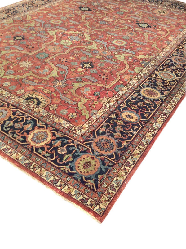 Pasargad Home Ferehan Collection Hand-knotted Rust Wool Area Rug - Elegant Floral Design For Any Space   Ps-36 12x12