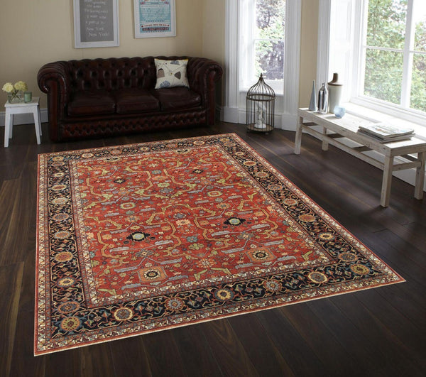 Pasargad Home Ferehan Collection Hand-knotted Rust Wool Area Rug - Elegant Floral Design For Any Space   Ps-36 12x12