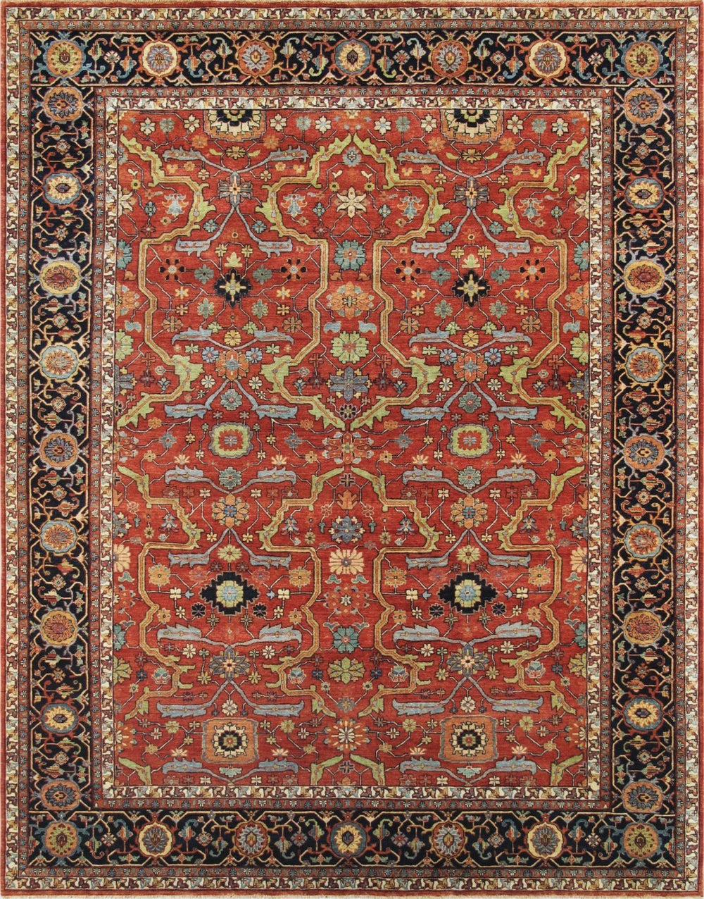 Pasargad Home Ferehan Collection Hand-knotted Rust Wool Area Rug - Elegant Floral Design For Any Space   Ps-36 12x12