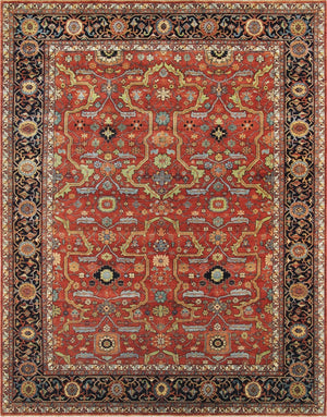 Pasargad Home Ferehan Collection Hand-knotted Rust Wool Area Rug - Elegant Floral Design For Any Space   Ps-36 12x12
