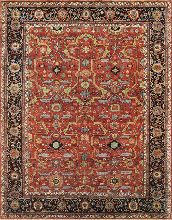 Pasargad Home Ferehan Collection Hand-knotted Rust Wool Area Rug - Elegant Floral Design For Any Space   Ps-36 12x12