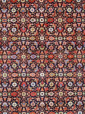Pasargad Home Herati Hand-knotted Floral Wool Area Rug - Luxurious Navy & Peach 8'10"X12'0" Design   Ps-37-2 9x12