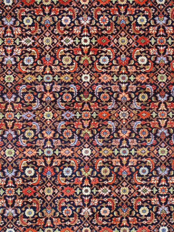 Pasargad Home Herati Hand-knotted Floral Wool Area Rug - Luxurious Navy & Peach 8'10"X12'0" Design   Ps-37-2 9x12