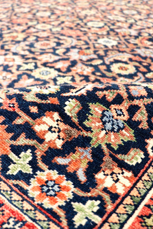 Pasargad Home Herati Hand-knotted Floral Wool Area Rug - Luxurious Navy & Peach 8'10"X12'0" Design   Ps-37-2 9x12