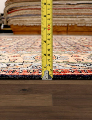 Pasargad Home Herati Hand-knotted Floral Wool Area Rug - Luxurious Navy & Peach 8'10"X12'0" Design   Ps-37-2 9x12