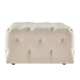 Homelegance By Top-Line Pietro Rectangular Tufted Ottoman with Casters Beige Velvet