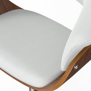 English Elm Sheldon Adjustable Swivel Bar Stool with Gas Lift and Walnut Bentwood Frame, Mid-Century Modern Design White B136P159604