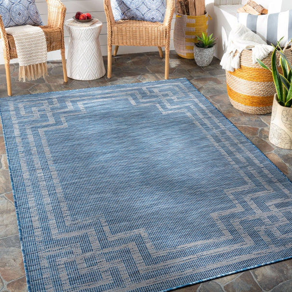 Livabliss Pasadena Flatweave Runner Rug Polypropylene Entryway Hallway Traditional Pattern Blue 5'1" x 7' PSA2351-537
