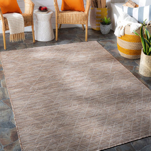 Livabliss Pasadena Global Pattern Polypropylene Outdoor Rug Uv Resistant Low Pile Patio Accent Brown, Light Be 2'6" x 4' PSA2361-274