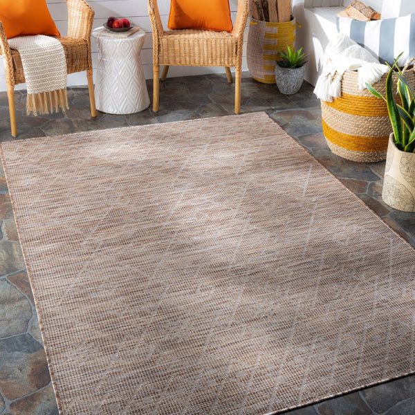 Livabliss Pasadena Global Pattern Polypropylene Outdoor Rug Uv Resistant Low Pile Patio Accent Brown, Light Be 2'6" x 4' PSA2361-274