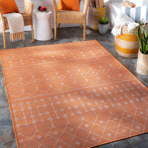 Livabliss Pasadena Bohemian Global Flatweave Polypropylene Runner Rug for Hallways and Entryways Burnt Orange 7'8" x 10' PSA2377-71010