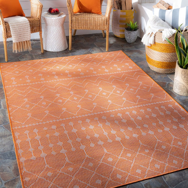 Livabliss Pasadena Bohemian Global Flatweave Polypropylene Runner Rug for Hallways and Entryways Burnt Orange 7'8" x 10' PSA2377-71010