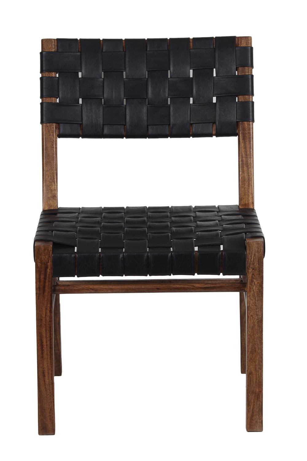 Porter Designs Porter Kier Leather-woven Dining Chairs Set Of 2 - Solid Mango Wood Frame, Brown Walnut Finish Brown Wood 07-108-02-8742