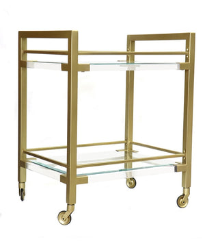 Pasargad Baylor Lucite & Stainless Steel Serving Table - Elegant Bar Trolley For Modern Entertaining Clear Lucite & Stainless Steel Psad-844