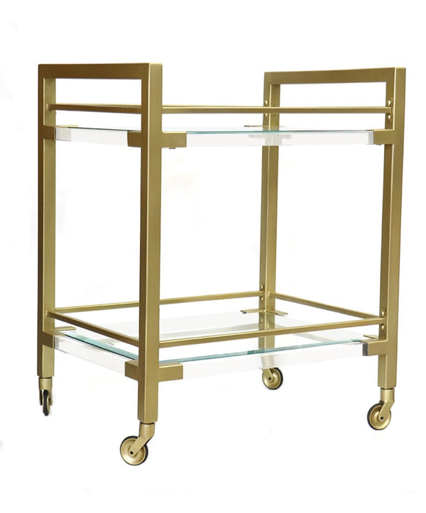 Pasargad Baylor Lucite & Stainless Steel Serving Table - Elegant Bar Trolley For Modern Entertaining Clear Lucite & Stainless Steel Psad-844