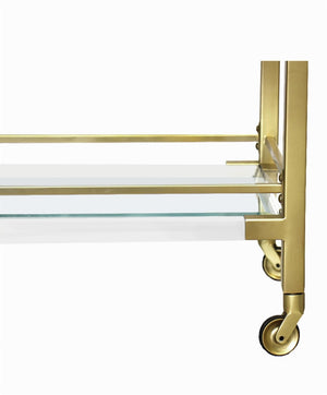 Pasargad Baylor Lucite & Stainless Steel Serving Table - Elegant Bar Trolley For Modern Entertaining Clear Lucite & Stainless Steel Psad-844