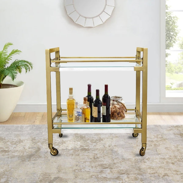 Pasargad Baylor Lucite & Stainless Steel Serving Table - Elegant Bar Trolley For Modern Entertaining Clear Lucite & Stainless Steel Psad-844