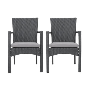 English Elm Christopher Knight Home® - CORSICA Wicker KD Dining Chair with Water-Resistant Removable Cushion — Stylish Outdoor Seating for Patios Grey 37.5 L x 21.5 W x 10.25 H 56424.00GRY