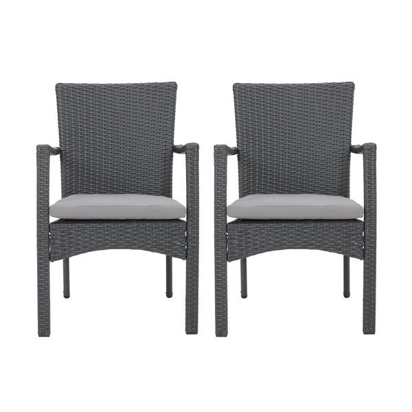 English Elm Christopher Knight Home® - CORSICA Wicker KD Dining Chair with Water-Resistant Removable Cushion — Stylish Outdoor Seating for Patios Grey 37.5 L x 21.5 W x 10.25 H 56424.00GRY