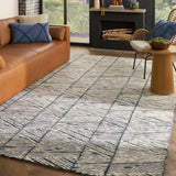 Nourison Vail VAI01 Handmade Tufted No Border Indoor Only Modern  Rug White Blue, White Blue 100% Wool 99446794185