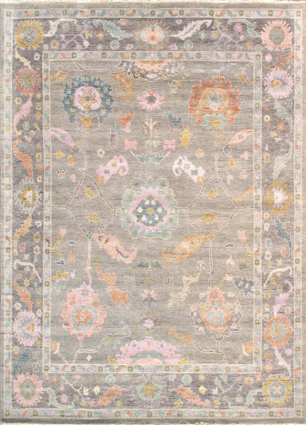 Pasargad Home Oushak Collection Hand-knotted Beige Wool Area Rug For Timeless Elegance In Décor   Psf-04 12x15