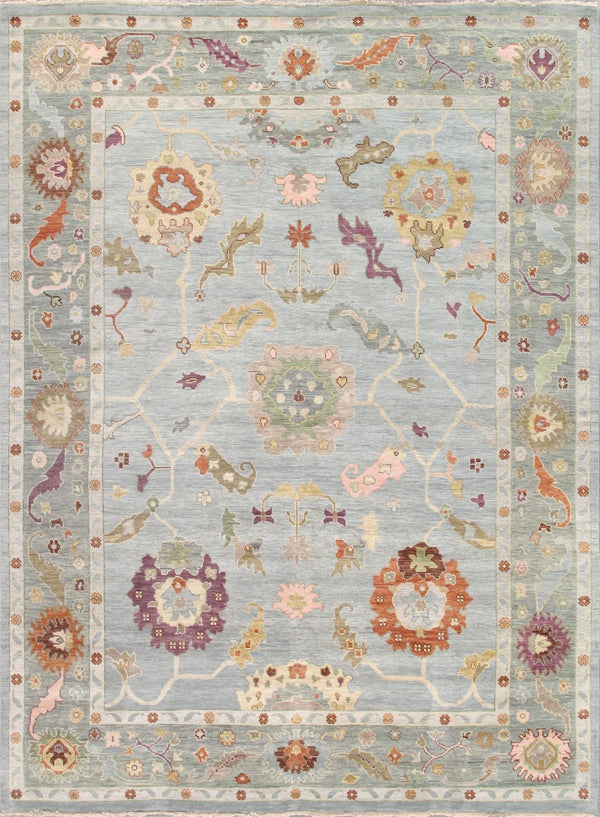 Pasargad Home Oushak Collection Hand-knotted Beige Wool Area Rug For Timeless Elegance In Décor   Psf-05 9x12