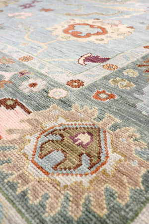 Pasargad Home Oushak Collection Hand-knotted Beige Wool Area Rug For Timeless Elegance In Décor   Psf-05 9x12