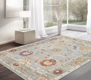 Pasargad Home Oushak Collection Hand-knotted Beige Wool Area Rug For Timeless Elegance In Décor   Psf-05 9x12