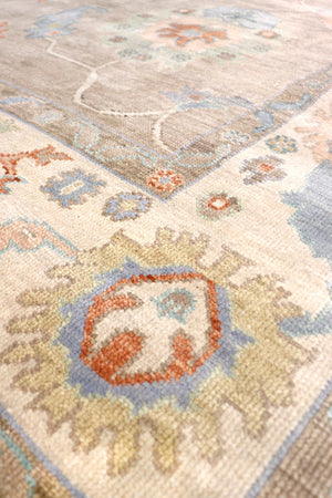 Pasargad Home Oushak Collection Hand-knotted Beige Wool Area Rug For Timeless Elegance In Décor   Psf-06 12x15