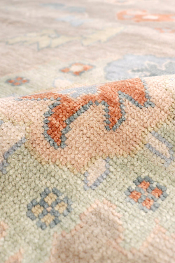 Pasargad Home Oushak Collection Hand-knotted Beige Wool Area Rug For Timeless Elegance In Décor   Psf-06 12x15