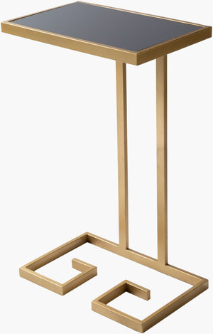 Surya Parisian 26"H X 16"W X 10"D Modern End Table – Elegant Glass & Metal Design For Contemporary Spaces Top, Black,Base, Gold Glass,Iron Psi-002