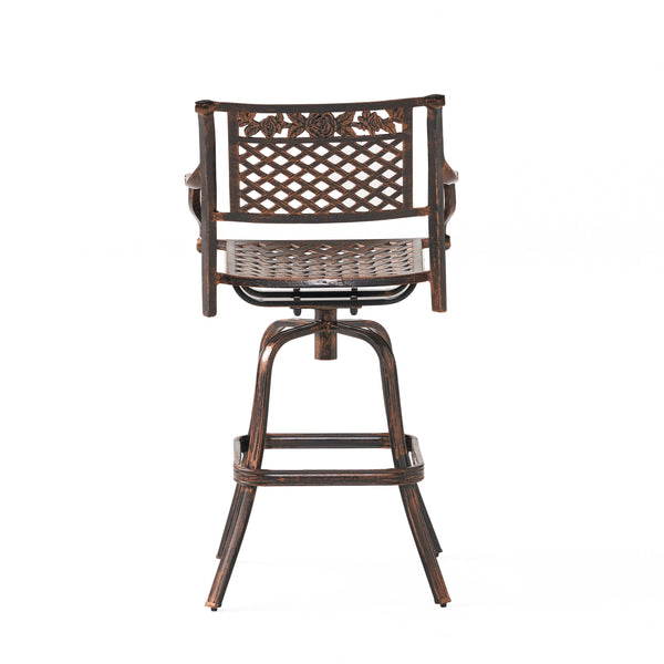 English Elm Christopher Knight Home® - TAHOE Cast Aluminum Bar Stool 29.5" Antique Copper Finish — Elegant Patterned Outdoor Patio Seating Durable 54024.00