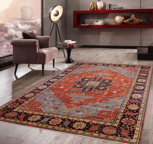Pasargad 'S Serapi Collection Hand-knotted Premium Lambs-wool Area Rug For Bold Home Décor   Psj-23a 9x12