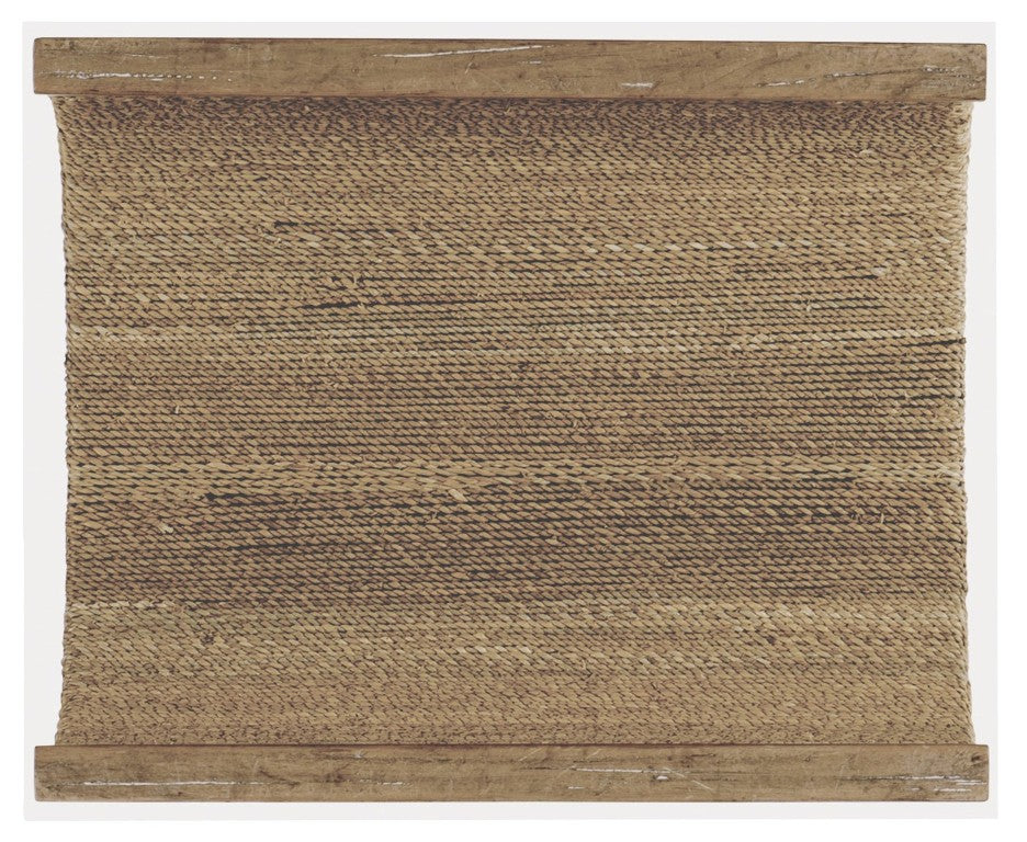 Hooker Furniture Melange Lenny Woven End Table With Tempered Glass Top, Natural Rope Base, Boho Transitional Accent 638-50513-80