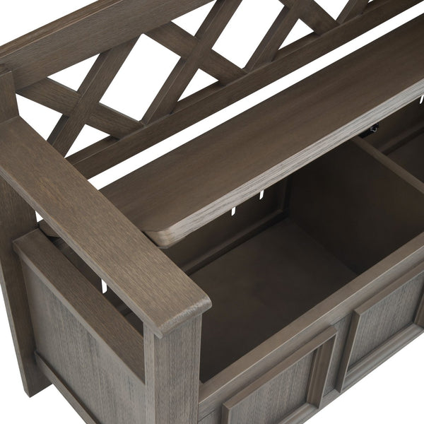 English Elm Amherst Solid Wood Entryway Storage Bench - Rustic Farmhouse Grey With Hidden Storage & Seating B136P158268