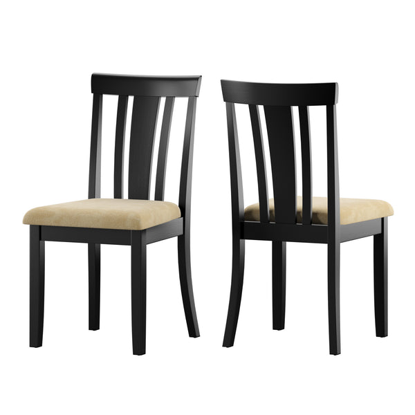 Homelegance By Top-Line Alejandro Black Wood Beige Microfiber Dining Chairs (Set of 2) Black Rubberwood