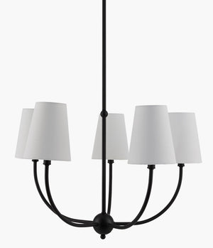 Livabliss Ponso Wrought Iron Chandelier with Cotton Shades Warm Traditional Dining Room Light PSO-001