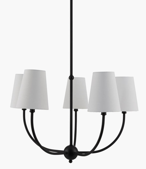 Livabliss Ponso Wrought Iron Chandelier with Cotton Shades Warm Traditional Dining Room Light PSO-001