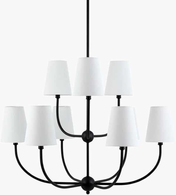 Livabliss Ponso Iron Frame Chandelier with Cotton Shades Warm Ambient Glow for Dining Rooms PSO-005
