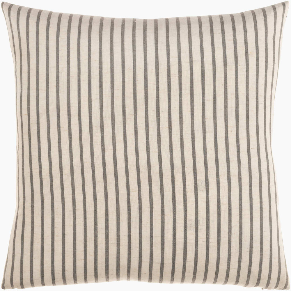 Surya Penelope Stripe 20"X20" Accent Pillow - Charming Cottage Decor, Flax & Cotton Blend, Easy Care Light Beige Cotton,Flax,Cotton,Flax Psp001-2020d
