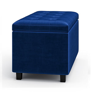 English Elm Cosmopolitan Blue Velvet Storage Ottoman - Elegant Multi-Functional Seating & Stylish Organizer B136P159764
