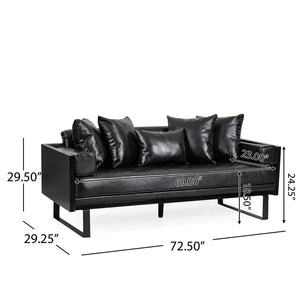 English Elm Christopher Knight Home® - LOVESEAT Contemporary Oversized Faux Leather Loveseat with Button Tufting, Iron Sled Legs, 72.5" Black 72103.00PUMDNT